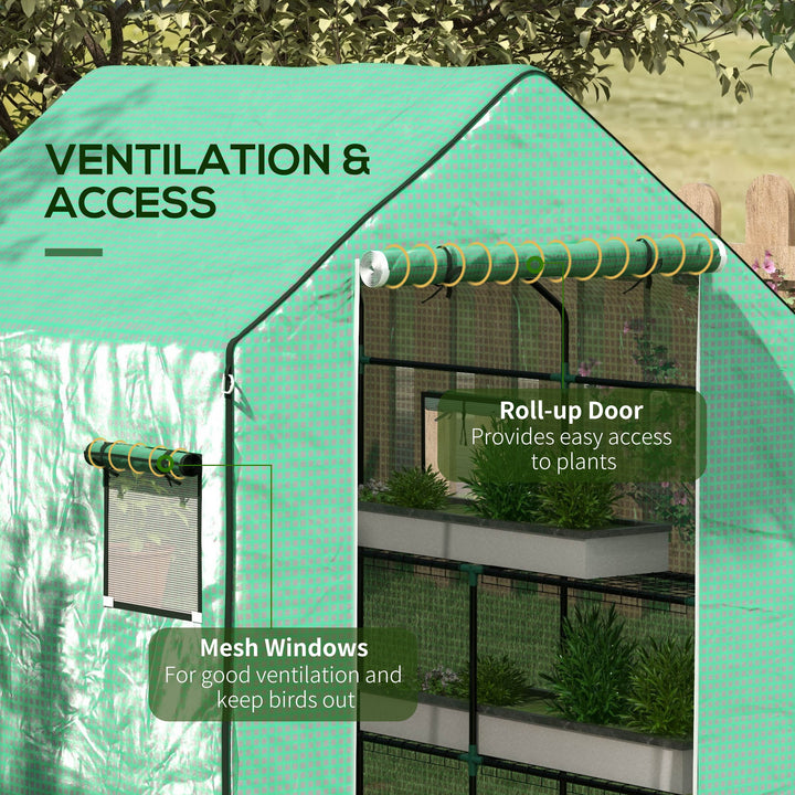 Greenhouse Cover Replacement Walk-in PE Hot House Cover with Roll-up Door and Windows