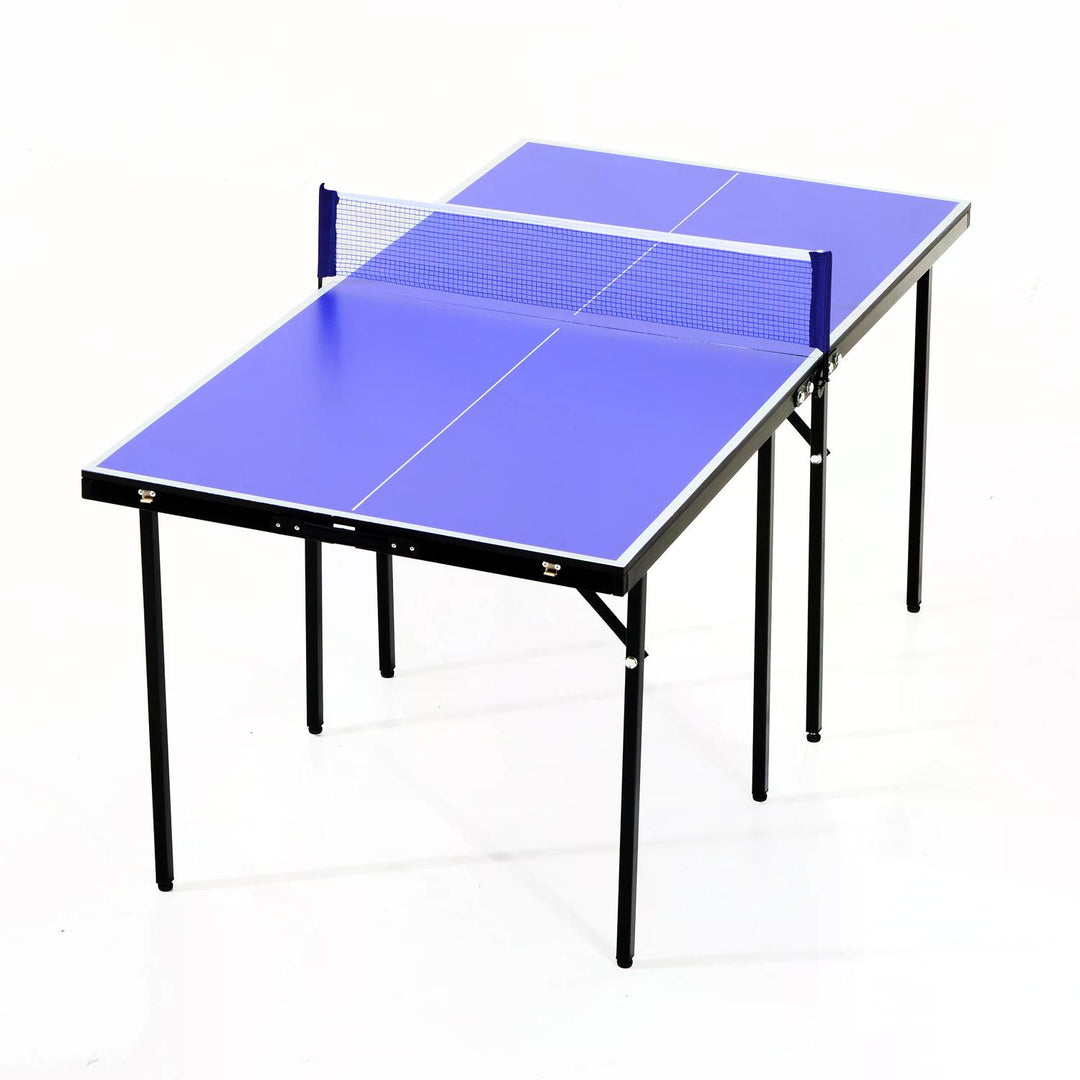 Folding Mini Compact Table Tennis Top Ping Pong Table Set Professional Net Games Sports Training Play Blue