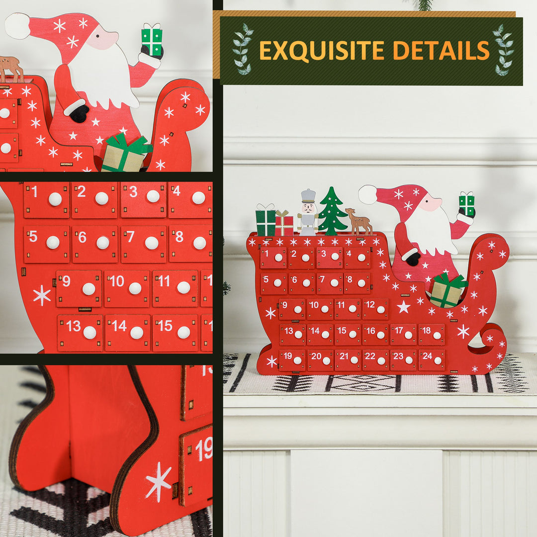 24-Drawer Reusable Santa Sleigh Christmas Advent Calendar