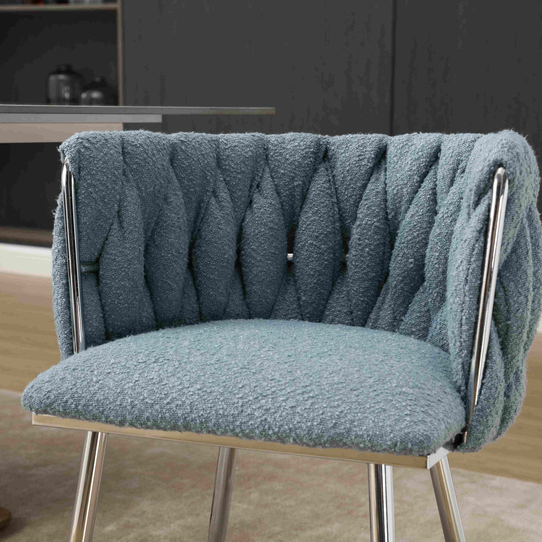 Set of 2 Hand-Woven Dining Chairs, Light Blue