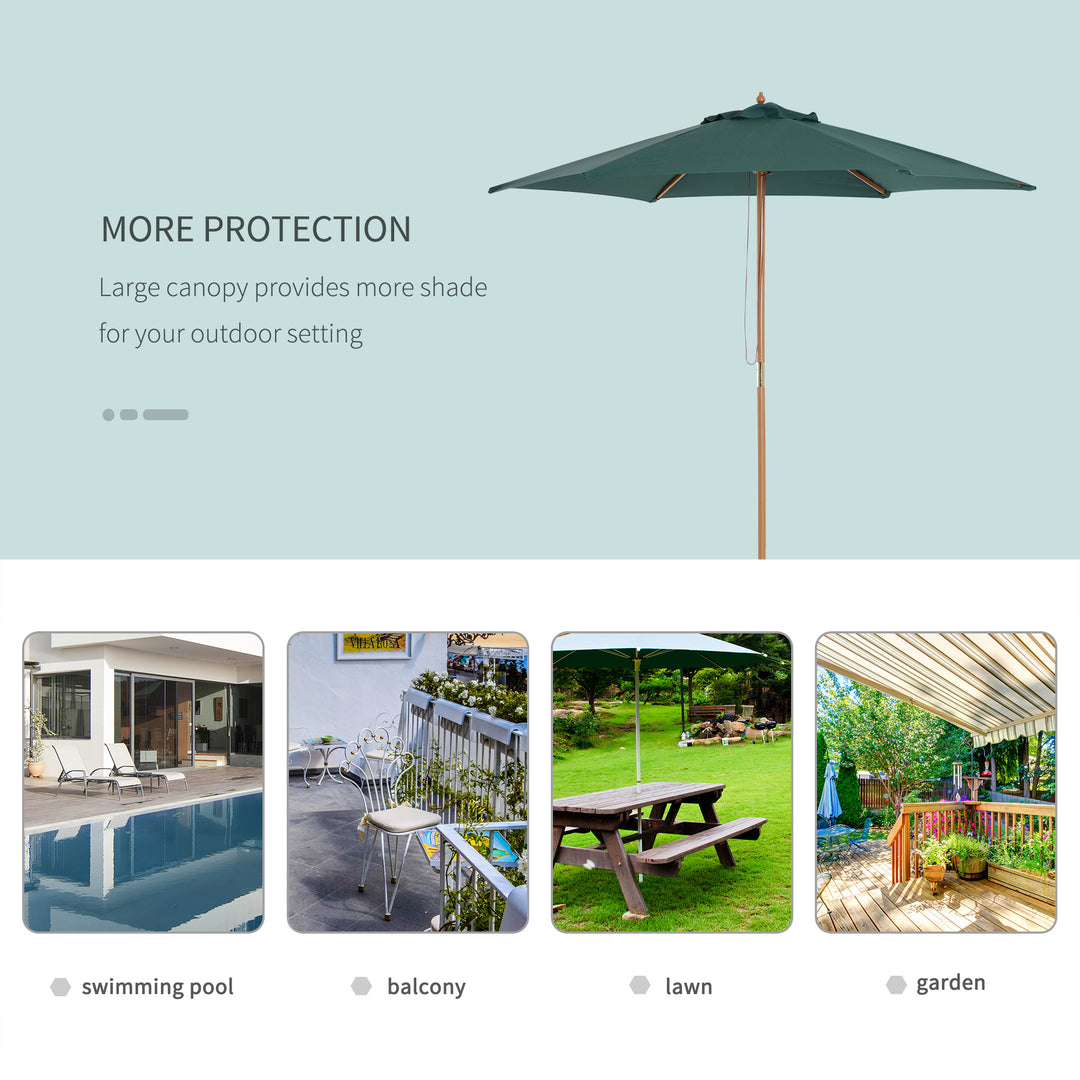 Wooden Parasol: 2.5m UV-Protective Garden Umbrella with Pulley System