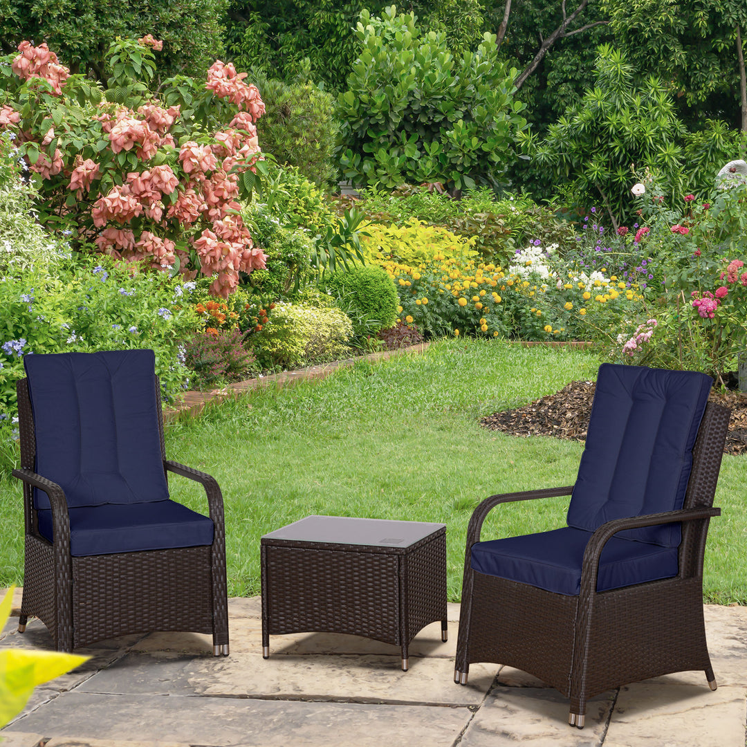 3 Pieces Outdoor Rattan Bistro Set