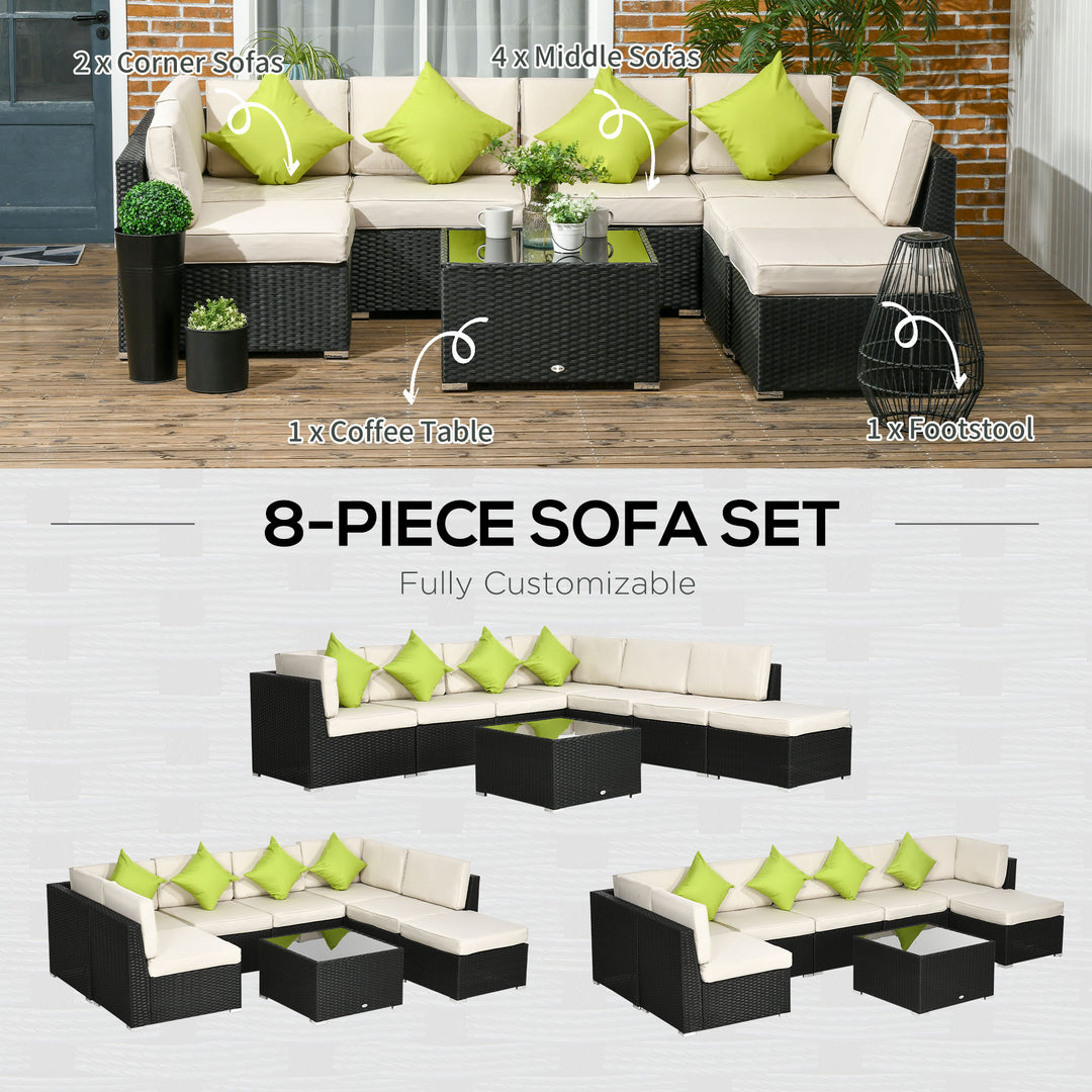 8 Pieces PE Rattan Corner Sofa Set