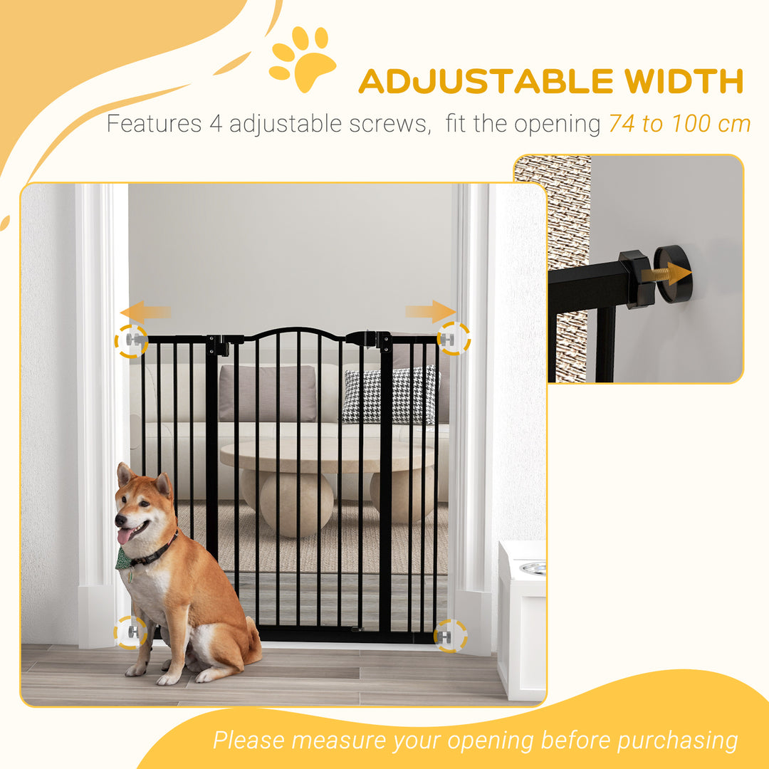 Dog Gate Baby Gates for Dogs Pet Gate with Metal Adjustable Frame & Double Locking System