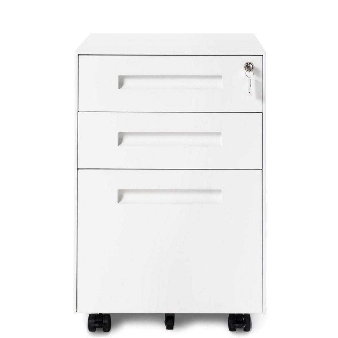 3 Drawer Mobile File Cabinet with Lockable Drawers and Casters