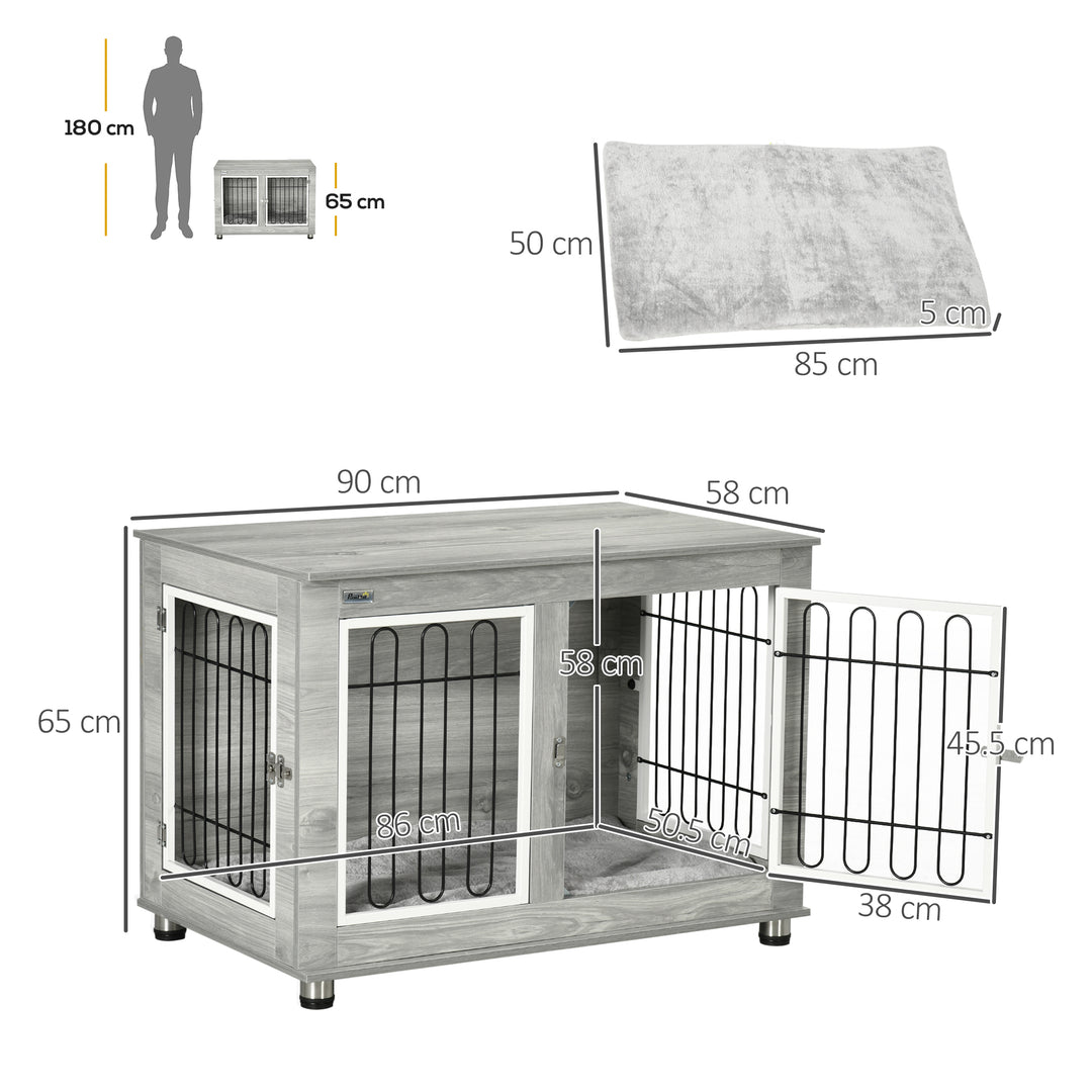 Dog Crate Furniture Side End Table w/ Soft Washable Cushion