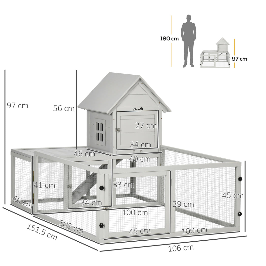 Wooden Rabbit Hutch with Extra Fenced Area