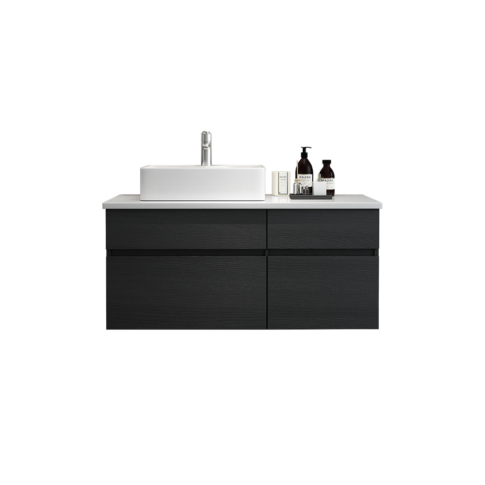 800mm Black & White Floating Bathroom Vanity & Wall-mounted LED Cabinet Vanity Mirror