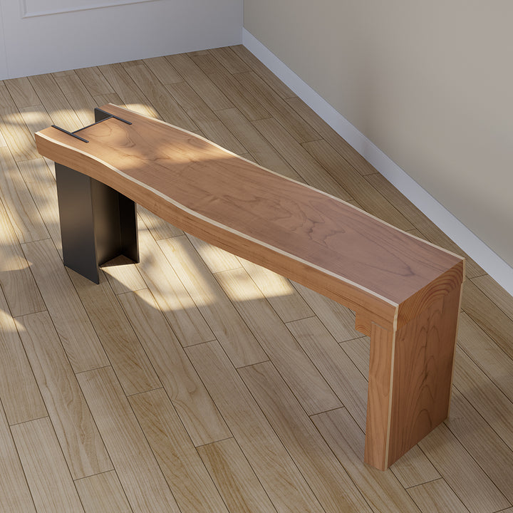 Natural Wood Entryway Bench Modern Bench with Steady Metal Legs