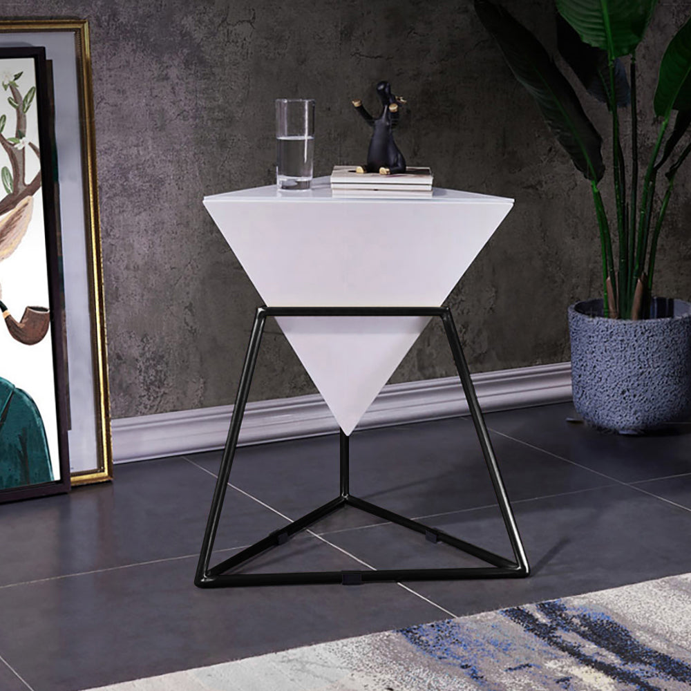 White Geometric End Table Accent Side Table