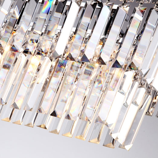 Luxury Radiant Prismatic Clear Crystal 3-Light Pendant Light in Chrome