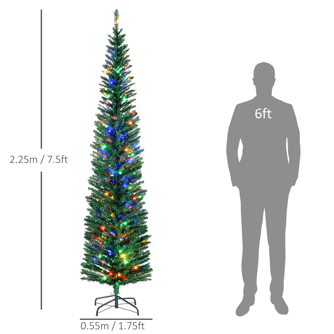 7.5' Artificial Prelit Christmas Trees Holiday Décor with Colourful LED Lights