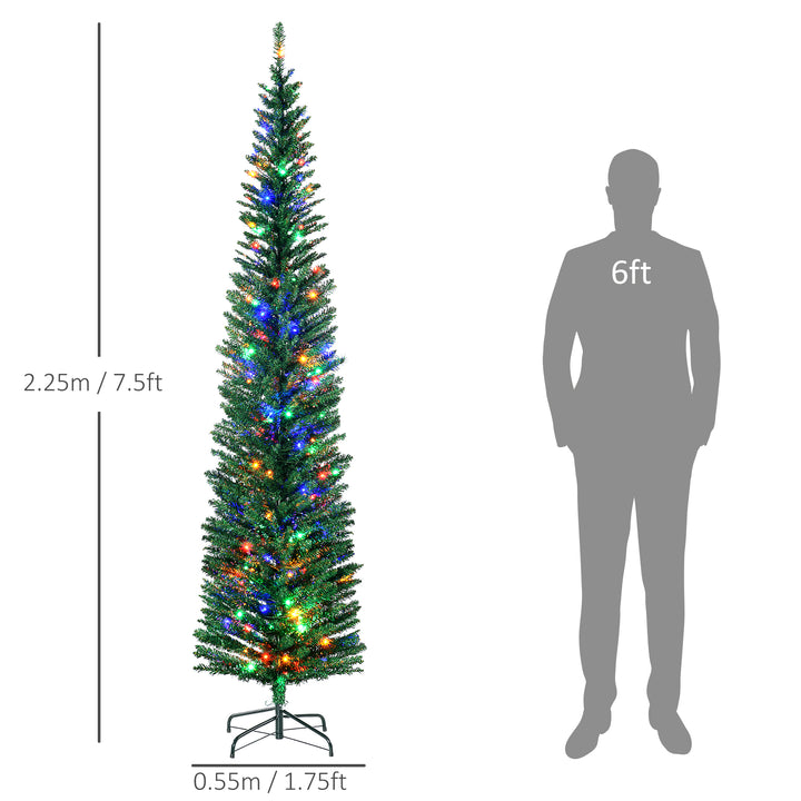 7.5' Artificial Prelit Christmas Trees Holiday Décor with Colourful LED Lights