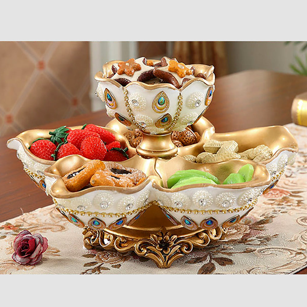 2 Tired Dried Fruit Snack Basket Resin Decorative Serving Storage Tray Bowl