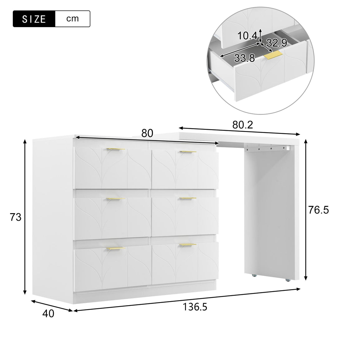 Floral Pattern Dressing Table with Gold-Plated Handles