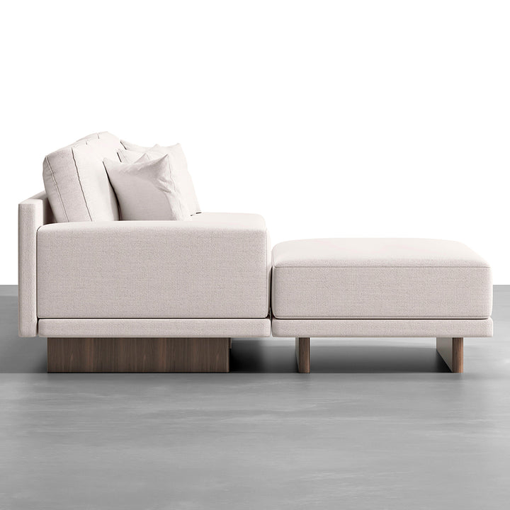 Modular Fabric Sectional Sofa Set with Wood Block Coffee Table