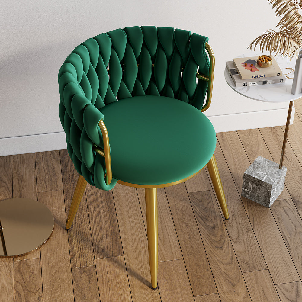 Sweave Nordic Green Barrel Back Dining Chair Round Accent Chair with Velvet Upholstery