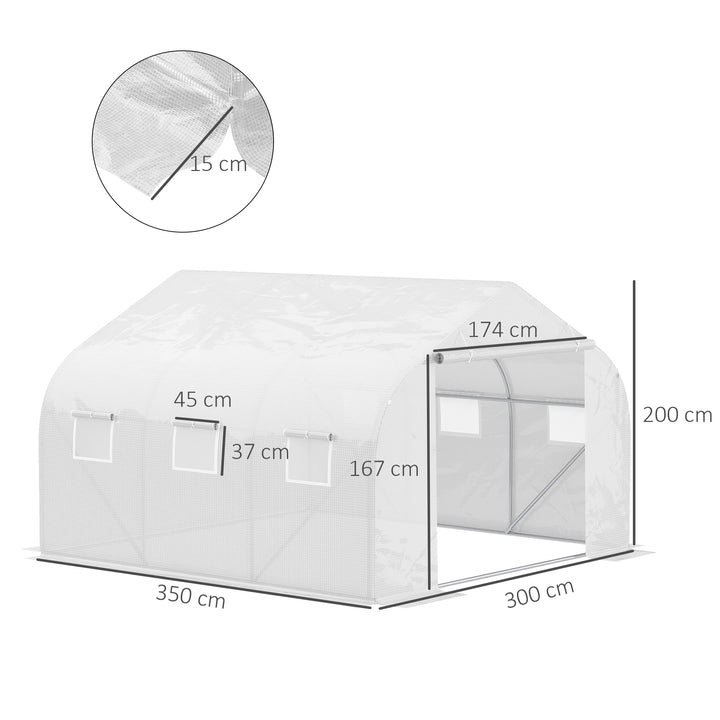 3.5 x 3 x 2m Walk-In Greenhouse Polytunnel Greenhouse Garden Hot House with Steel Frame