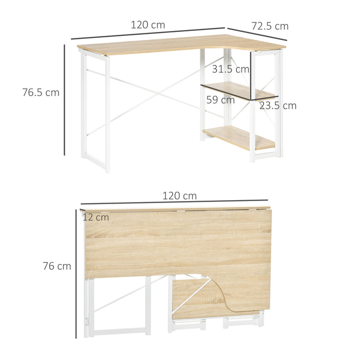 HOMCOM Folding L-Shaped Desk