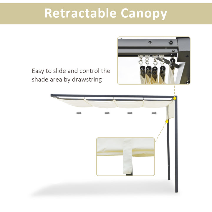 3 x 3(m) Outdoor Pergola Retractable Canopy Wall Mounted Gazebo Patio Shelter Sun Shade