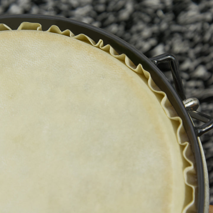 Wooden Bongo Drum Set w/ Sheepskin Drum Head