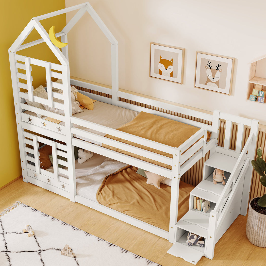 Children's Cabin Bunk Bed with Storage and Underbed Drawers