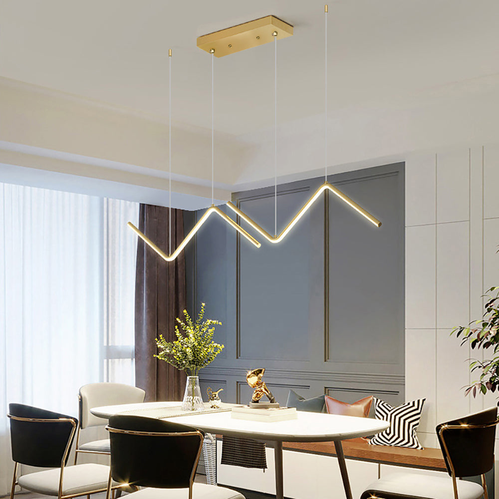 Minimalist Gold LED Island Light Fixture 2-Light Geometric kitchen Pendant Light