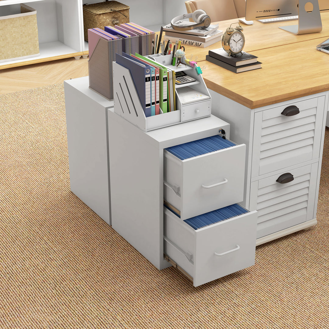 Two-Drawer Modern Steel Filing Cabinet with Central-Locking Mechanism