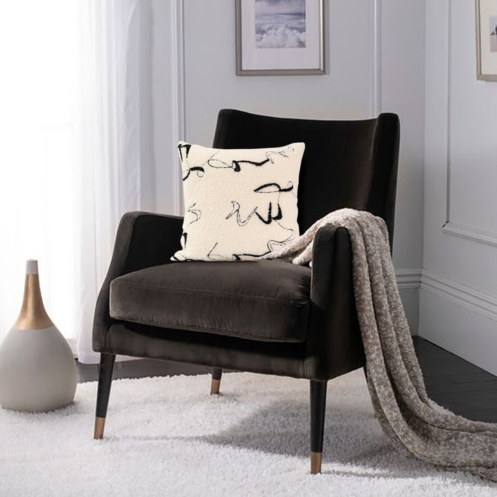 Black & White Abstract Boucle Decorative Throw Pillow Cover Velvet Cushion Protector