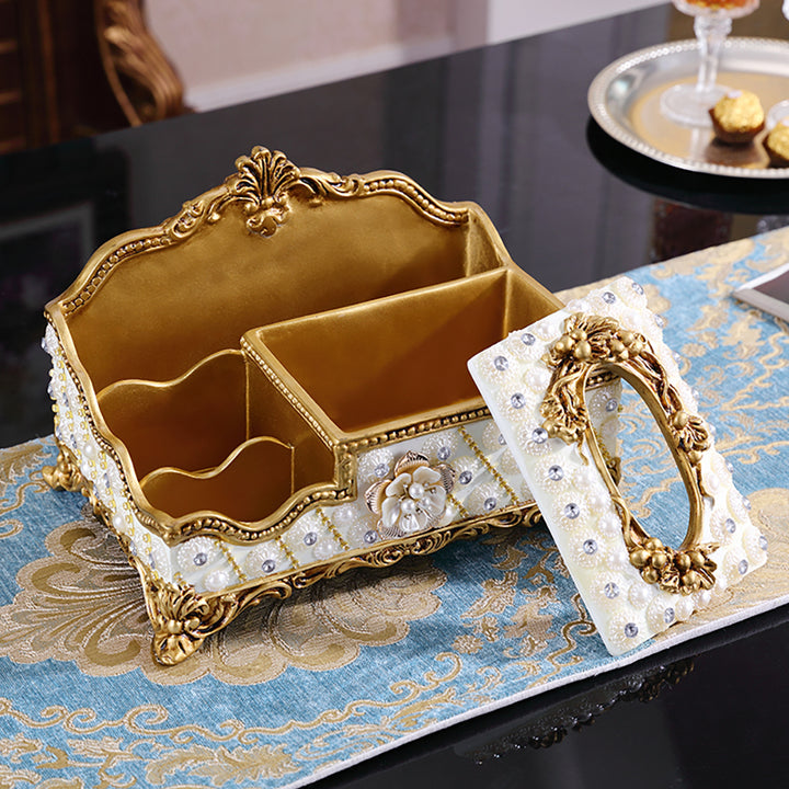 Handmade Luxury European Tissue Holder Remote Control Storage Living Room Table Storage