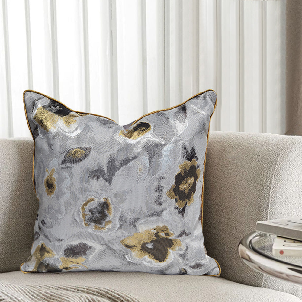 Gold Simulated Silk Abstract Geometric Bloom Pillowcase Grey Premium Pillow Cover