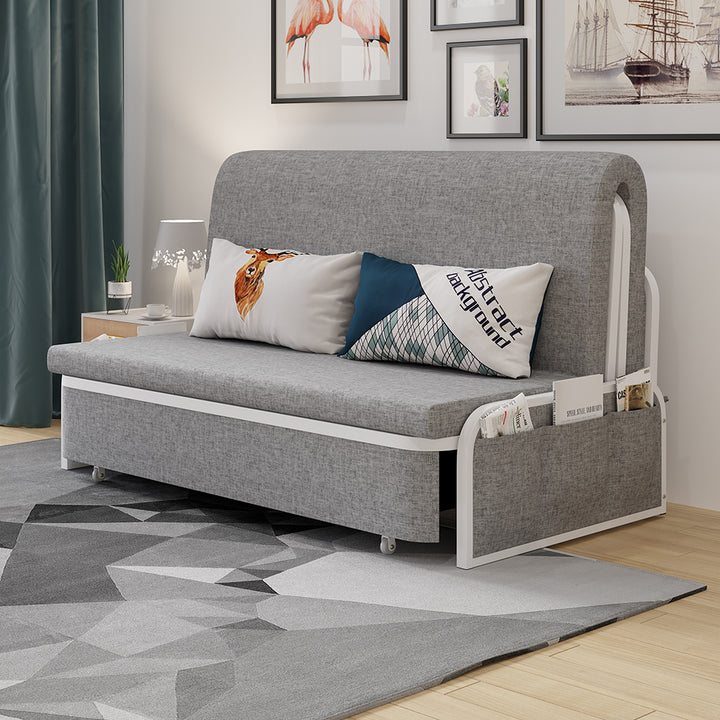 Daybed with Pop Up Trundle Queen Pull Out Sleeper Sofa Couch in Gray