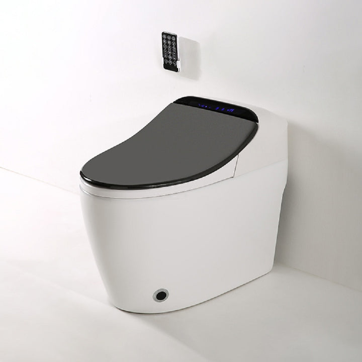 Black One-Piece Floor Mounted Elongated Smart Toilet & Bidet with Seat Horizontal Outlet