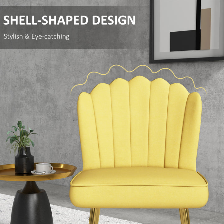 Velvet-Feel Shell Accent Chair - Yellow