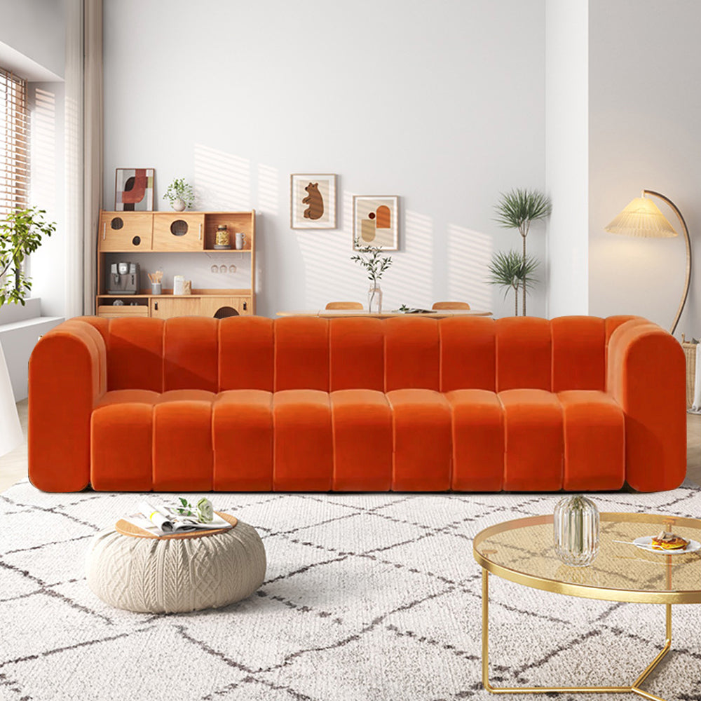 2230mm Modern Velvet Upholstered Sofa 3-Seater Sofa Luxury Sofa Solid Wood Frame