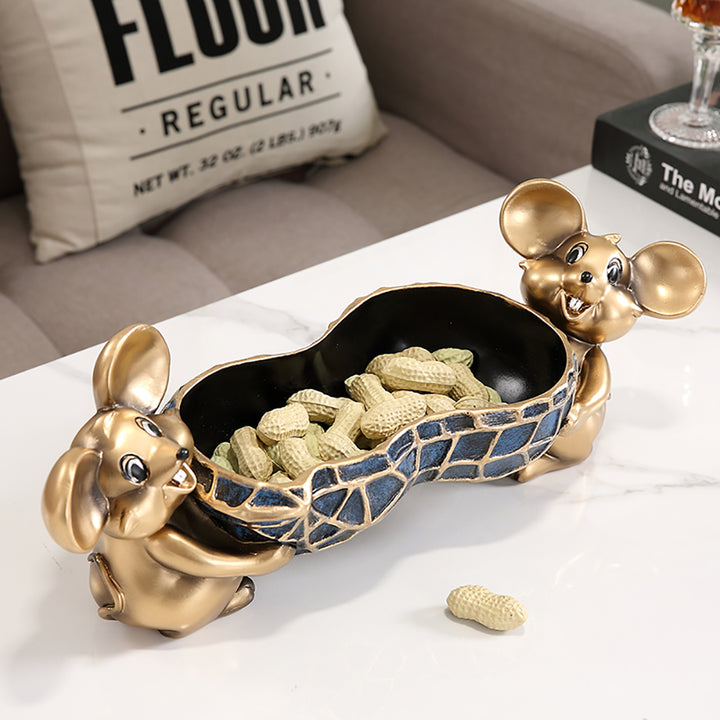 Creative Gold Cute Mouse Storage Tray Modern Home Decoration Storage Ornaments