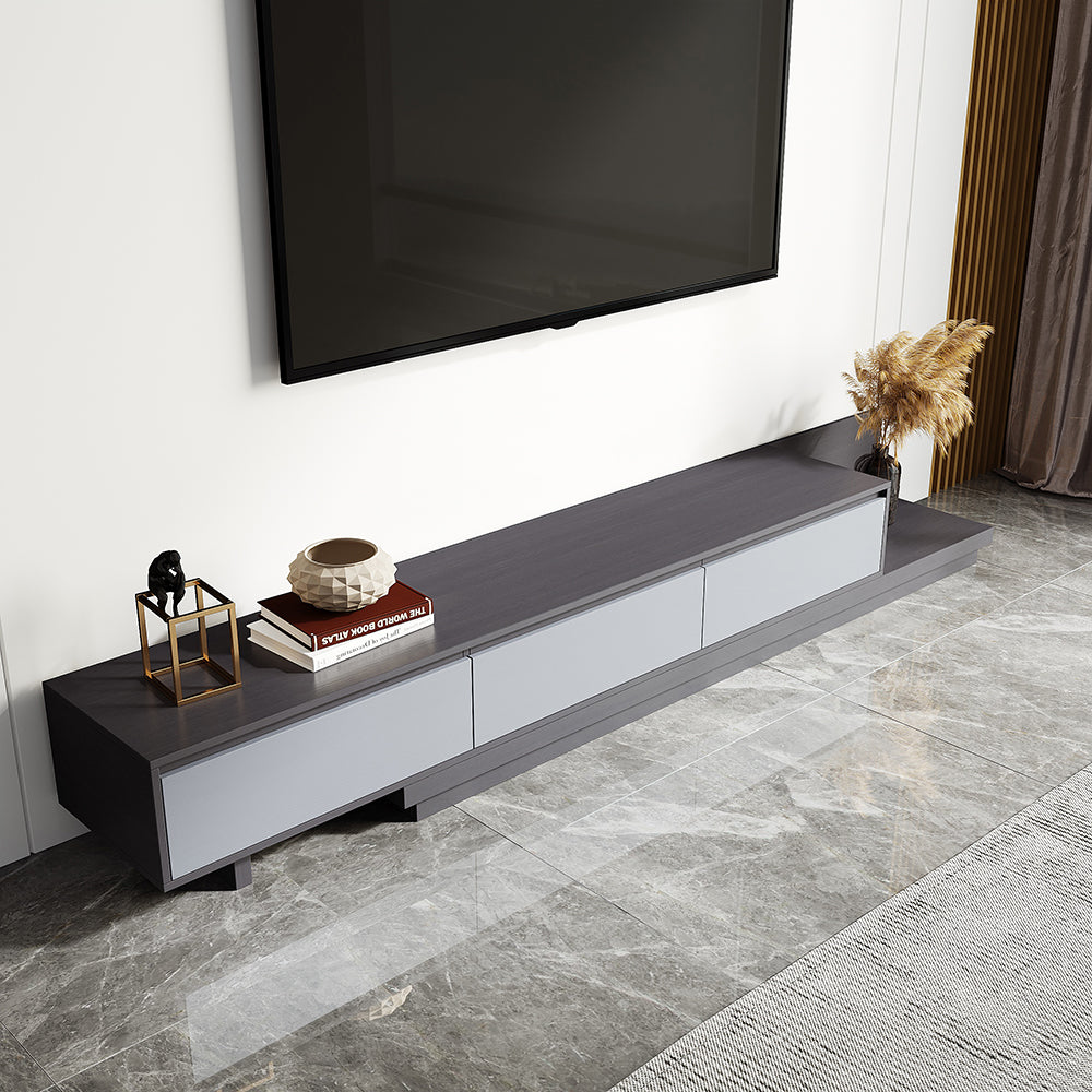 Up to 120" Extendable Gray TV Stand Modern Retractable Floor Media Console with 3 Drawers