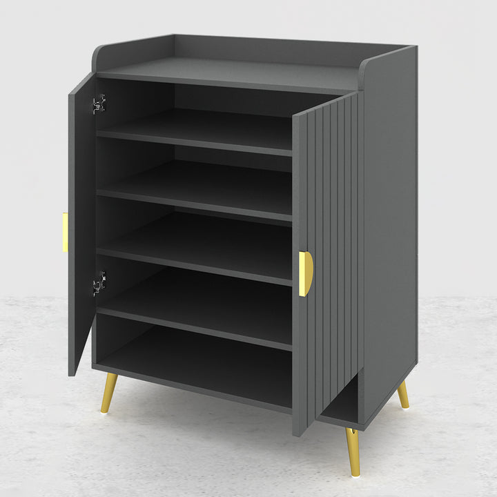 Yellar Nordic Gray Shoe Cabinet 5 Shelves Entryway Shoe Cabinet