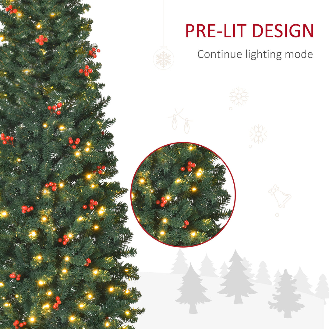 6FT Prelit Artificial Pencil Christmas Tree with Warm White LED Light