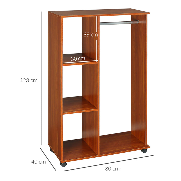 HOMCOM Bedroom Open Wardrobe, Walnut