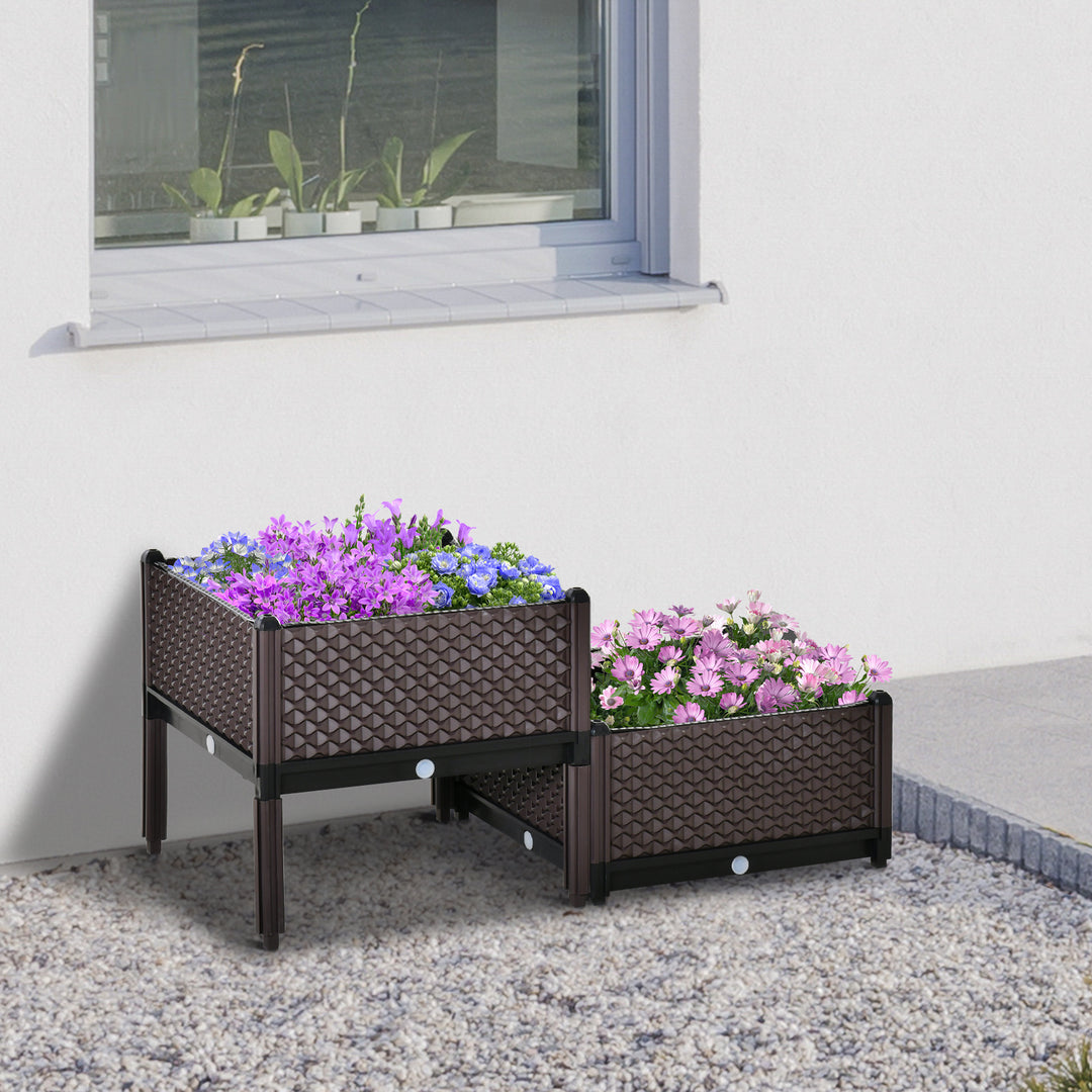 50cm x 50cm x 46.5cm Set of 2 Plastic Raised Garden Bed