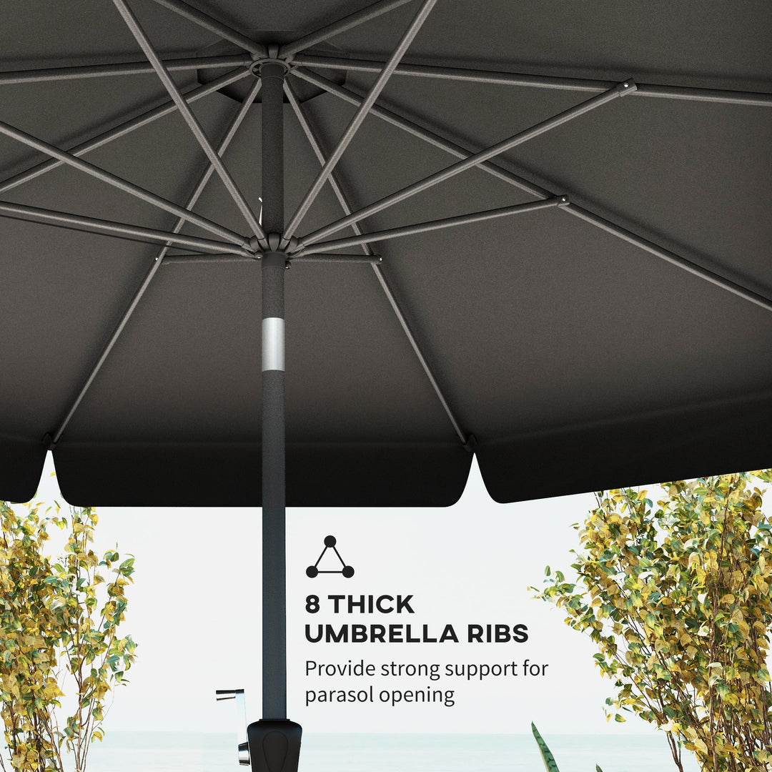 2.7m Patio Parasol: Tilting Crank Umbrella with Ruffled Canopy