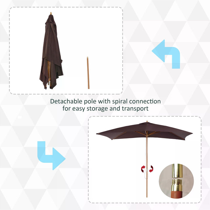 Waterproof Garden Parasol Umbrella Wooden Sun Umbrella Outdoor Sun Shade Canopy