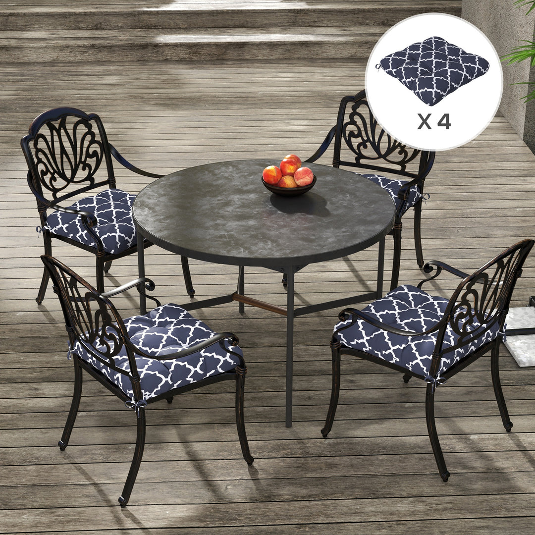 Replacement Cushions: 4-Piece Indoor Outdoor Seat Pads with Ties for Patio Chairs