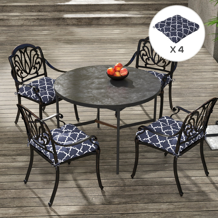 Replacement Cushions: 4-Piece Indoor Outdoor Seat Pads with Ties for Patio Chairs