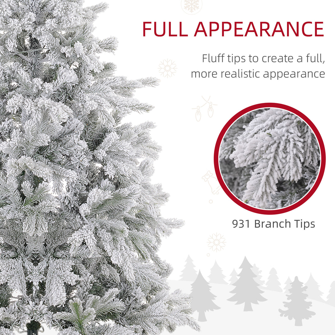 5ft Prelit Snow Flocked Artificial Christmas Tree with Warm White LED Light and 931 Tips