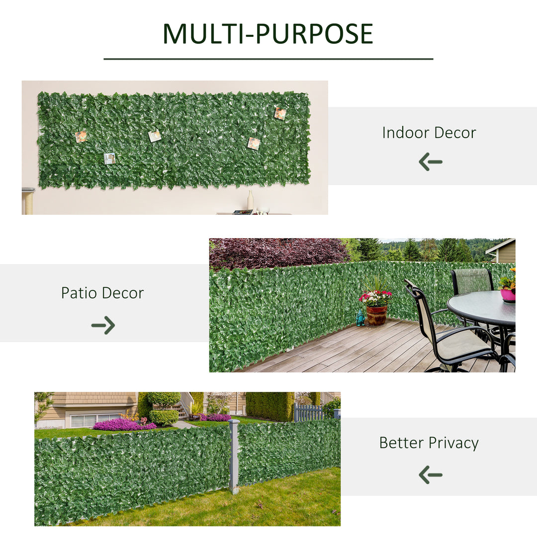 2-Piece Artificial Leaf Hedge Screen Privacy Fence Panel for Garden Outdoor Indoor Decor