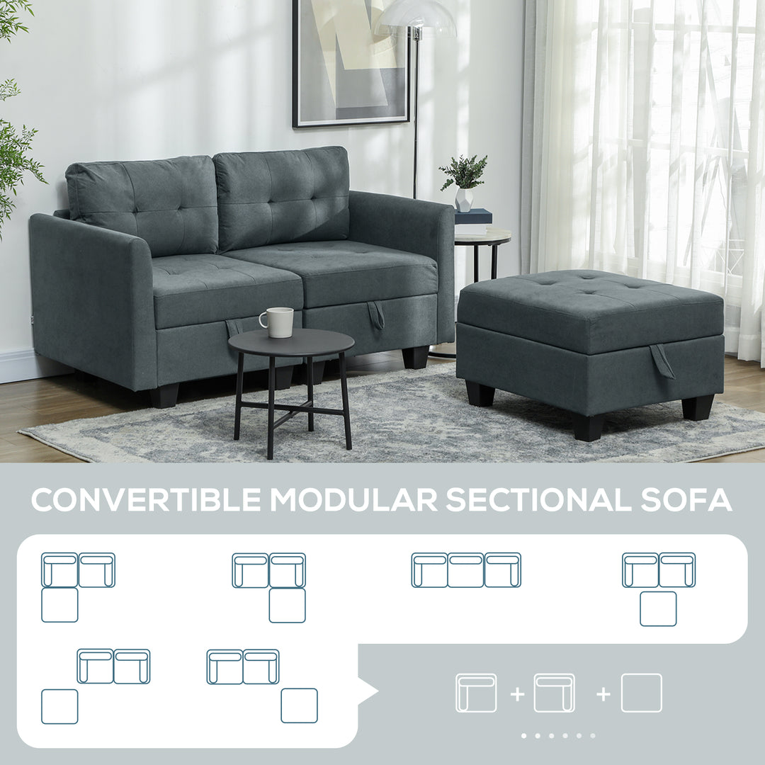 Dark Grey L Shape Modular Storage Sofa