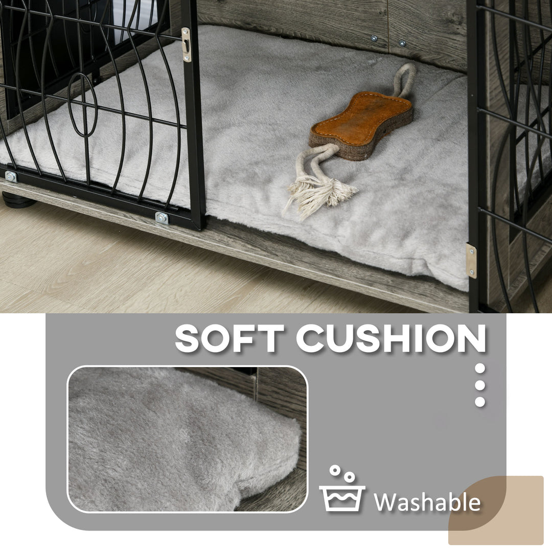 29.5" Indoor Dog Crate Furniture End Table w/ Plush Washable Cushion