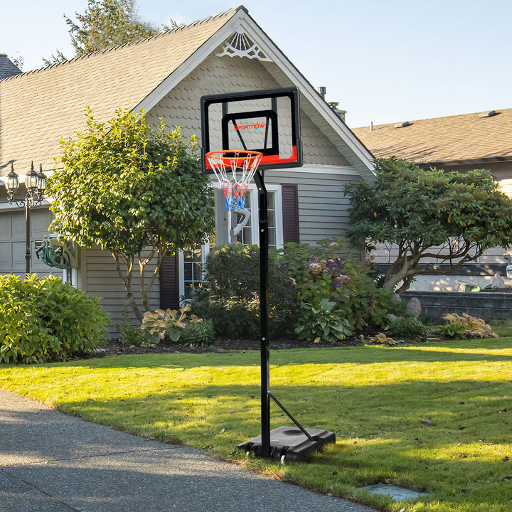 2.1-2.6m Adjustable Basketball Hoop and Basketball Stand w/ Sturdy Backboard and Weighted Base